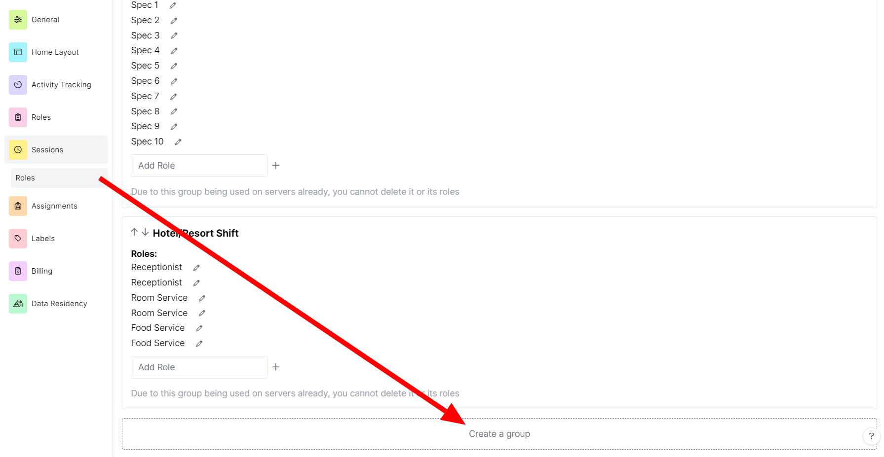 Creating a rolegroup